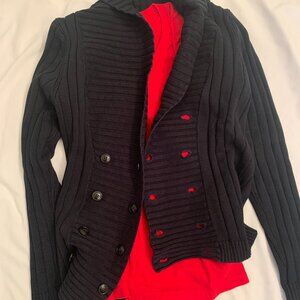 Zara black shawl collar cardigan + FREE American Apparel v neck t-shirt